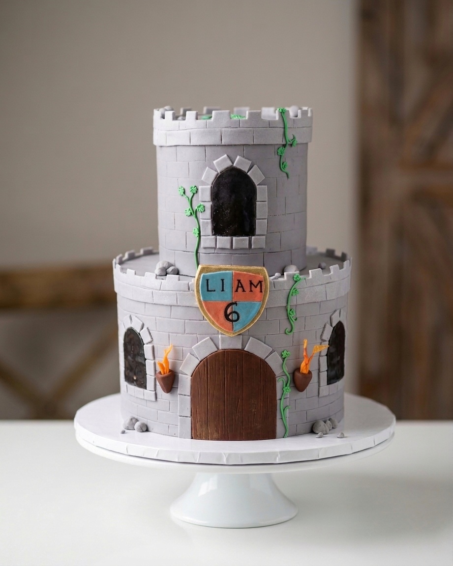 Knights and castles birthday · Castle cake
