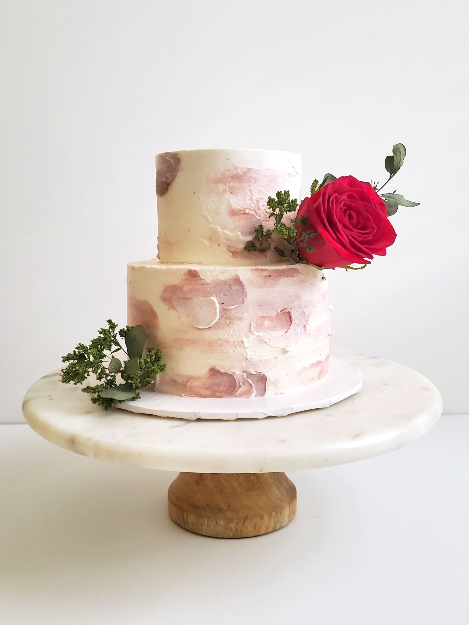 Rose watercolour wedding cake · Two tier wedding cake