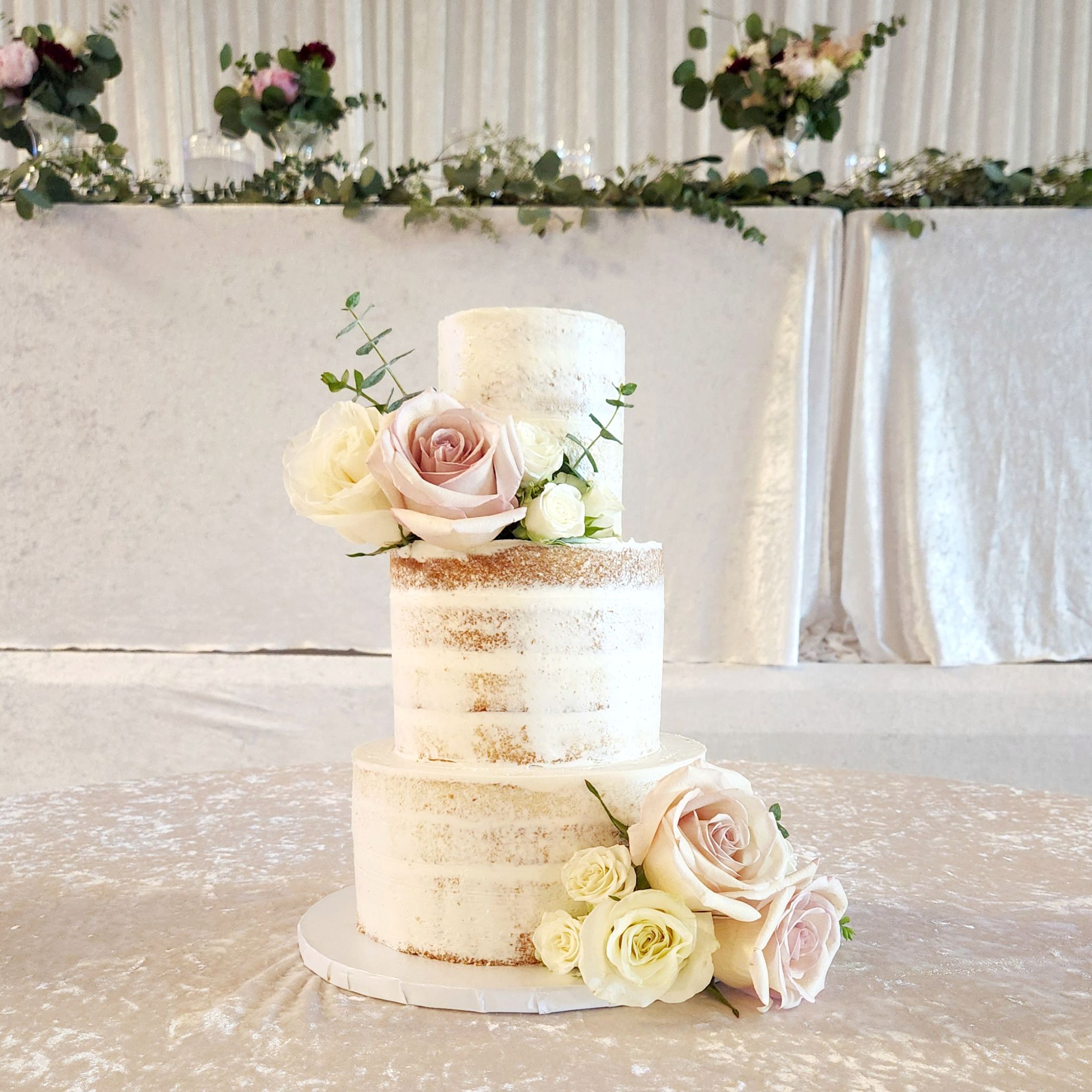 Rustic semi naked wedding cake · Rustic semi naked wedding cake