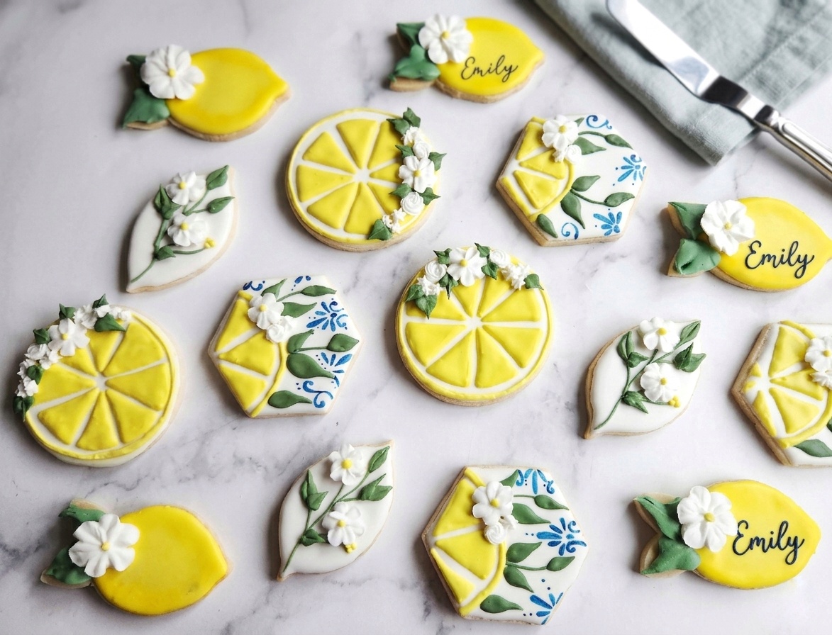 Lemon floral cookies · Custom Sugar Cookie